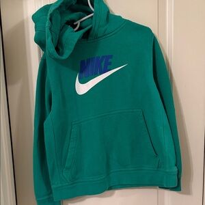Nike Green Hoodie with Blue Logo